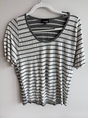 Wilfred Gray and White Striped Scoop Neck Tee
